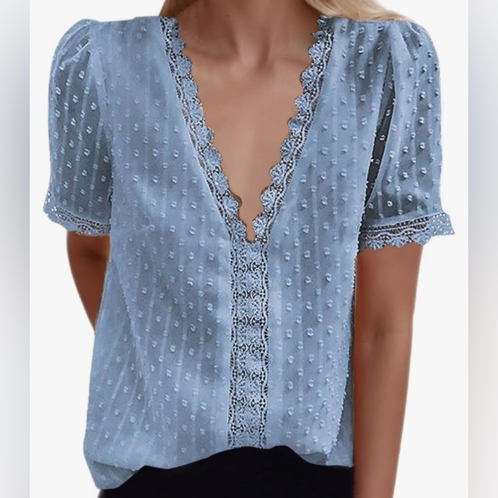 Light blue lace blouse, size 2X